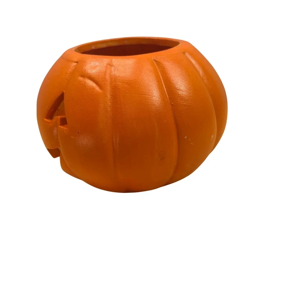 VTG 1989 Witch Time Halloween Pumpkin Candle Ceramic Votive Jack O Lantern NIB